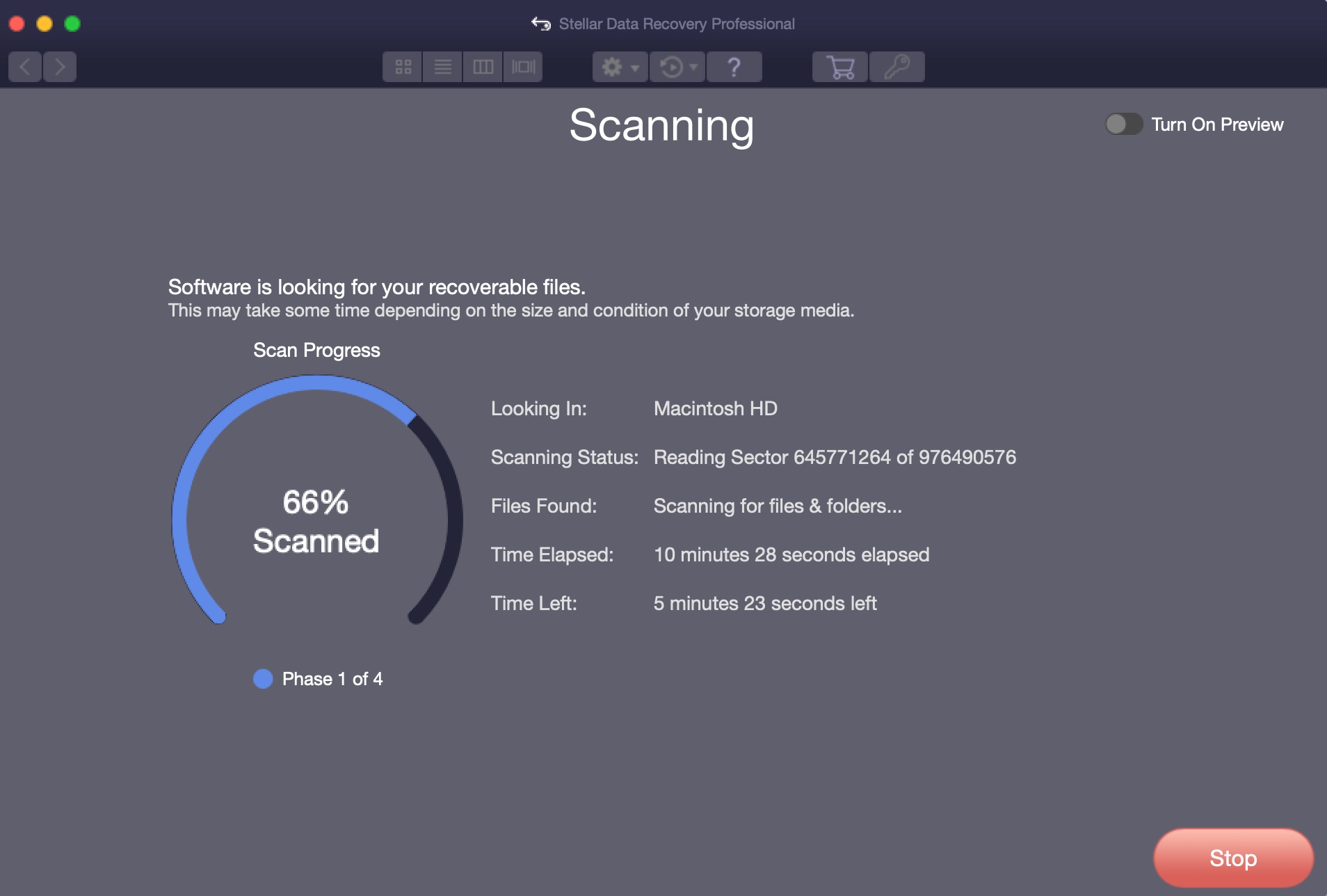 stellar scan in progress