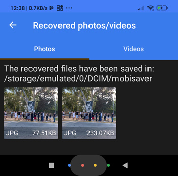 Recovered items in EaseUS Data Recovery MobiSaver
