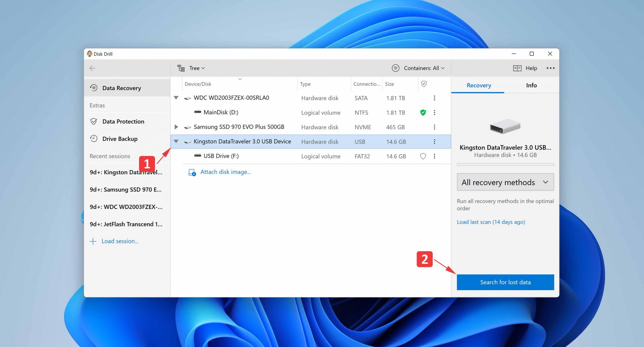 start scan your drive with disk drill