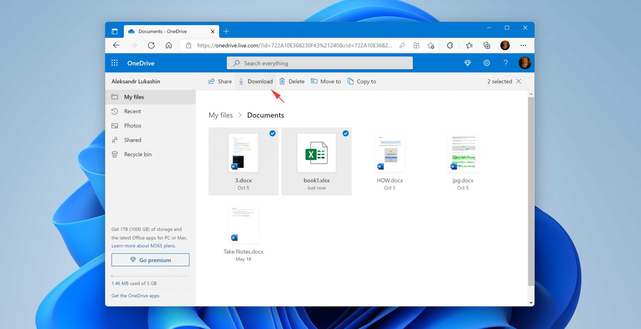 download files from onedrive