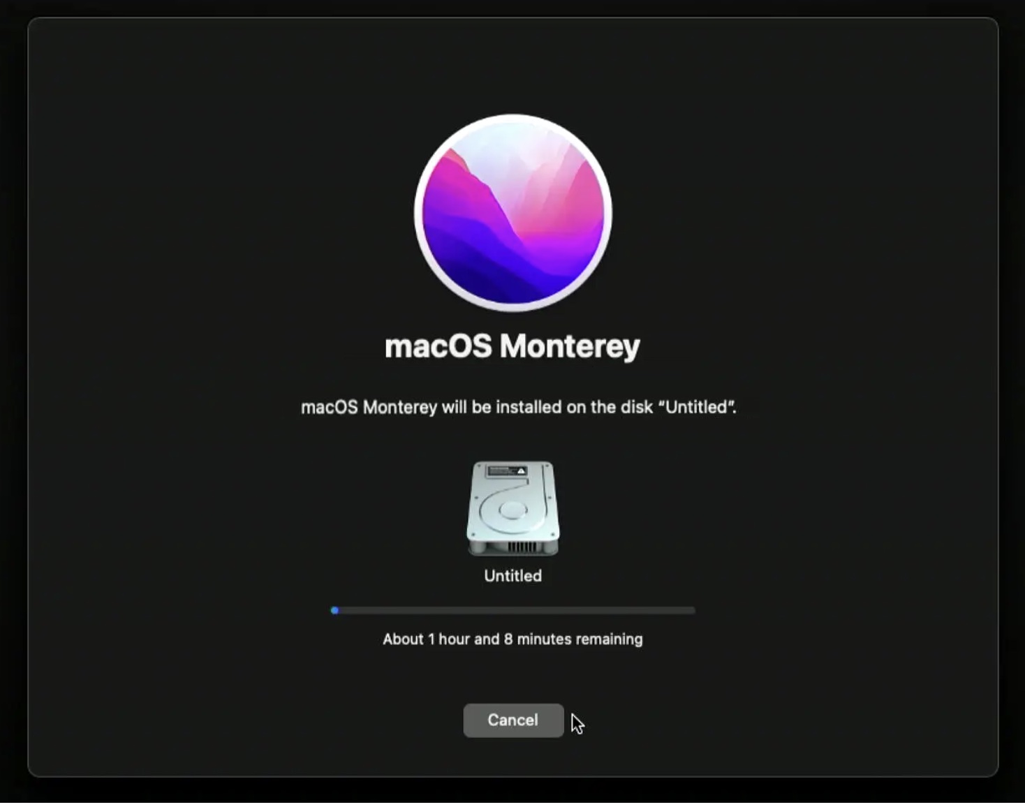 macos installation progress