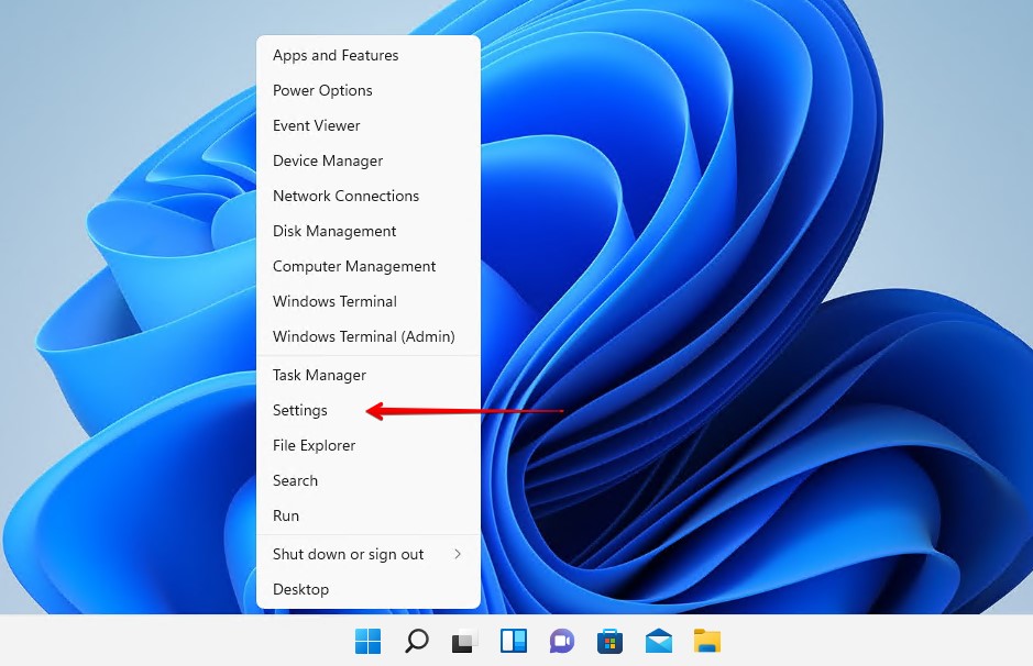 Opening Windows 11 settings.