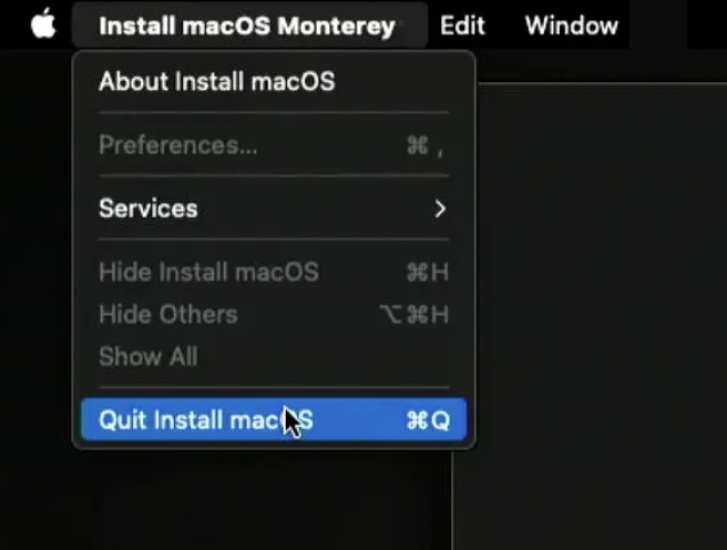 quit install macos monterey