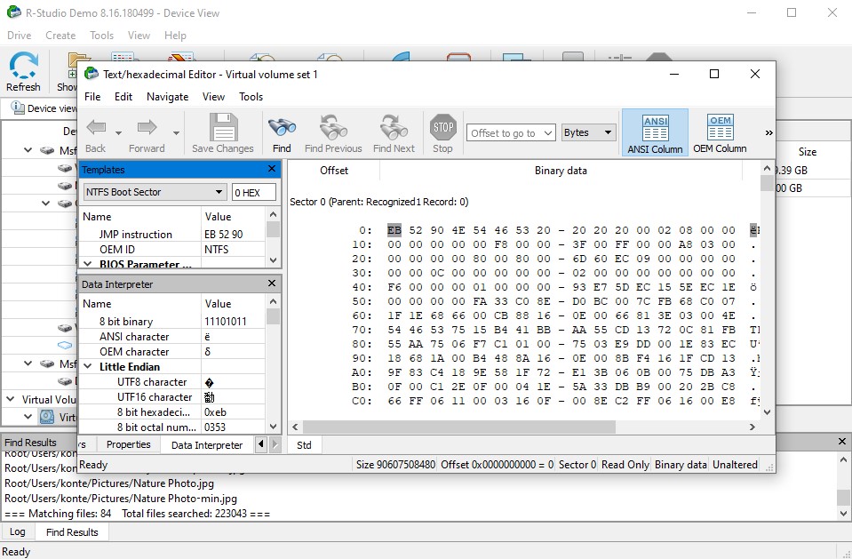 The hex editor inside R-Studio