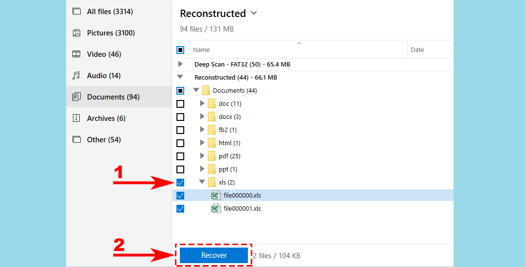 selecting files for recovery in Disk Drill