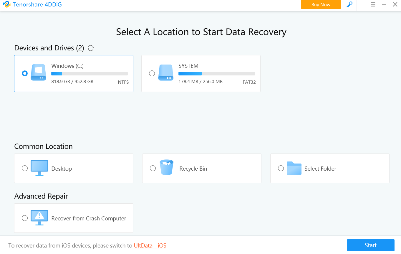 selecting disk for data recovery