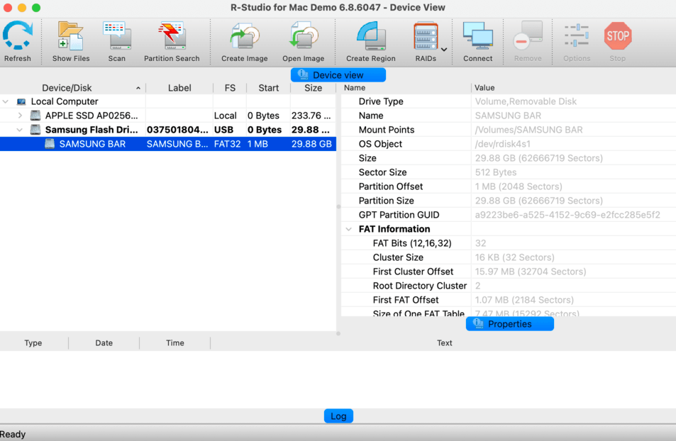 main r-studio window showing recoverable drives