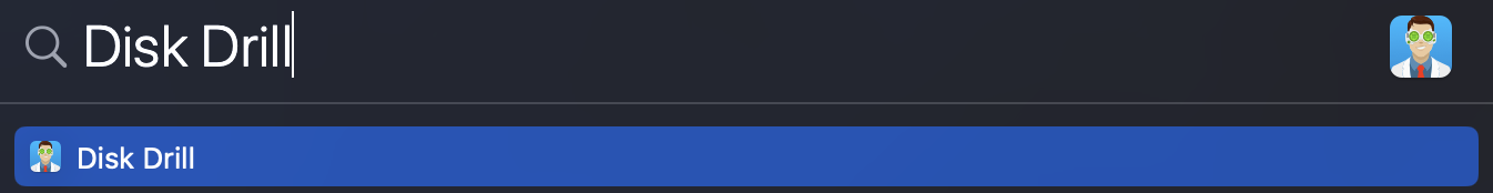 spotlight search bar finding disk drill