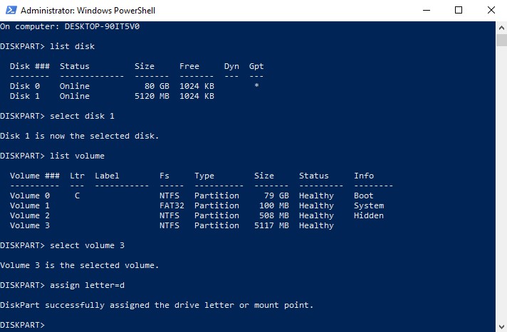 Assigning a drive letter