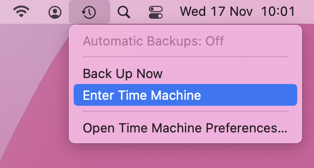 enter time machine