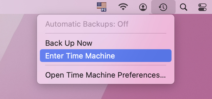 enter time machine on macos monterey