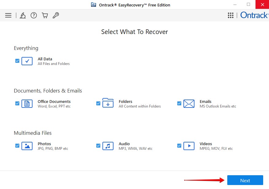 Choose what file types to recover