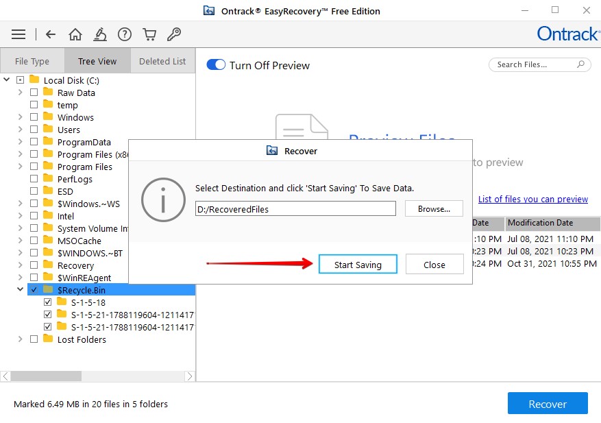 Specifying the output location