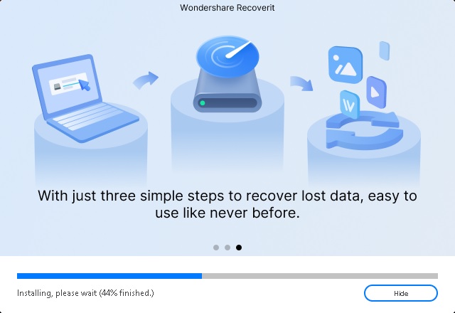 wondershare recoverit installing