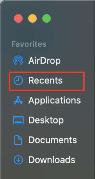 open finder and click recent