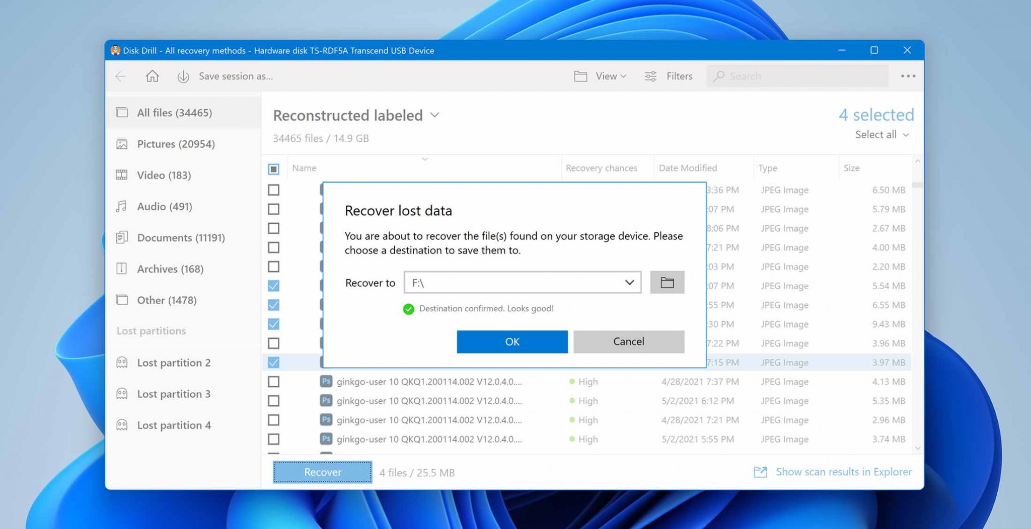 Recover lost data by Disk Drill.
