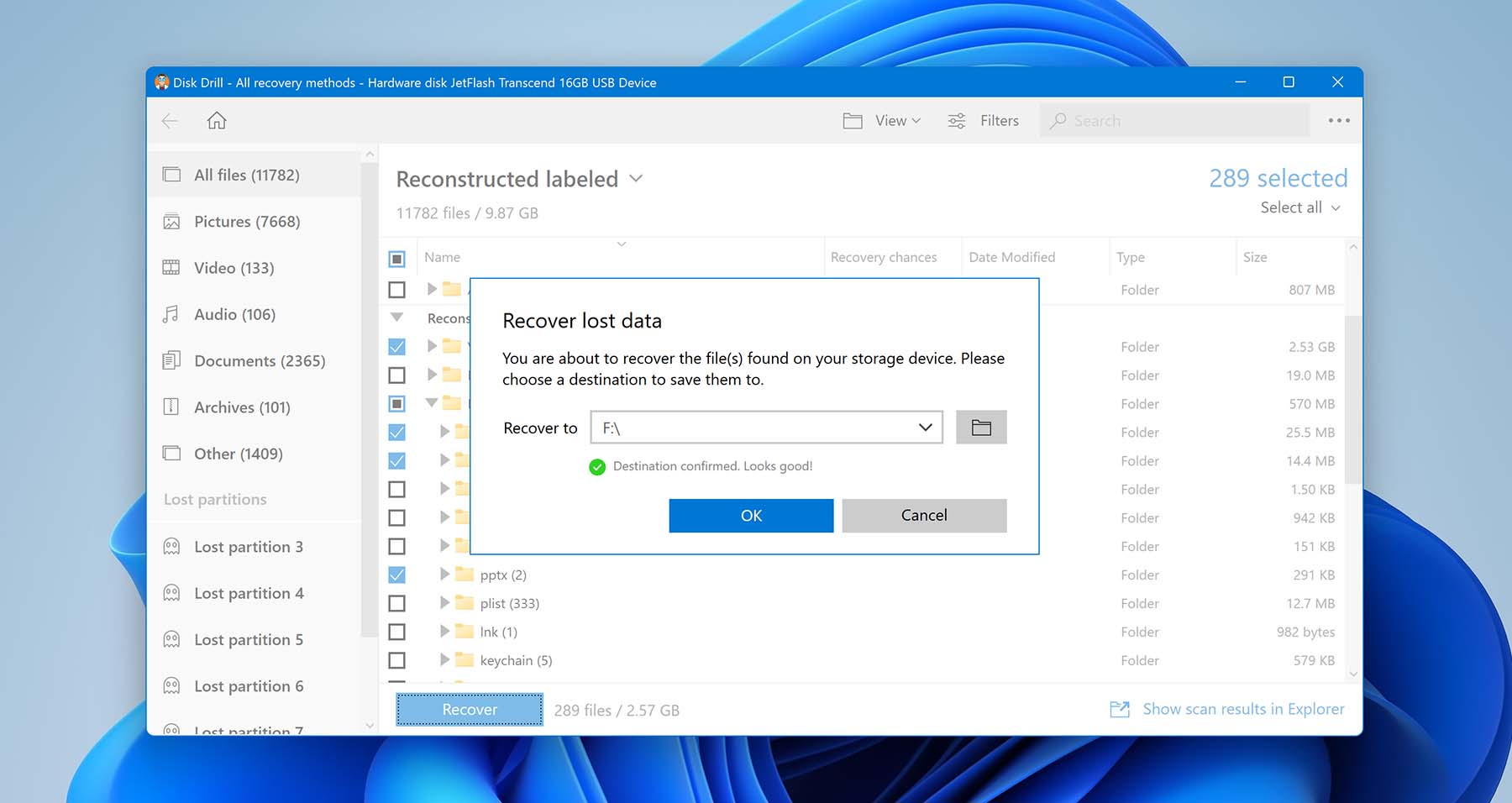 Recovery path for deleted files.