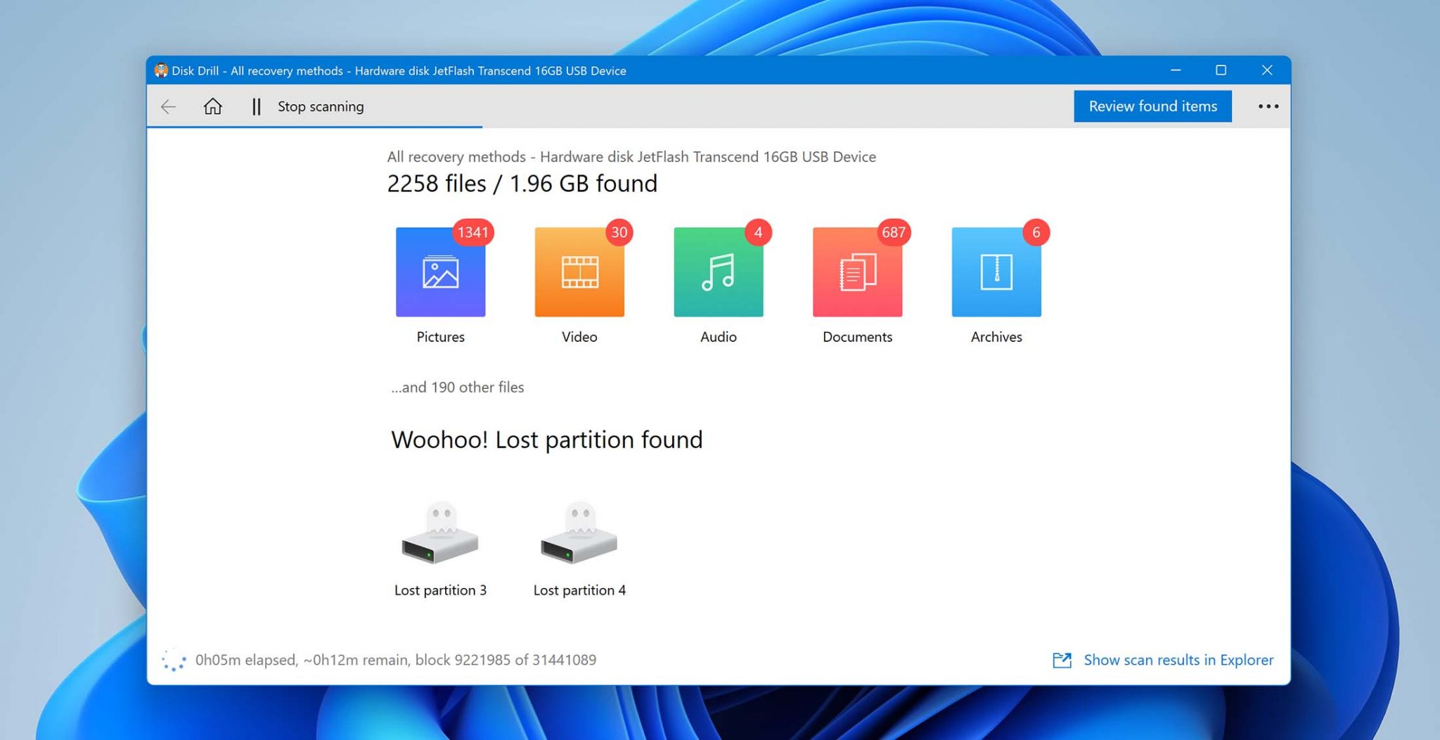 Review deleted data that was found by Disk Drill.