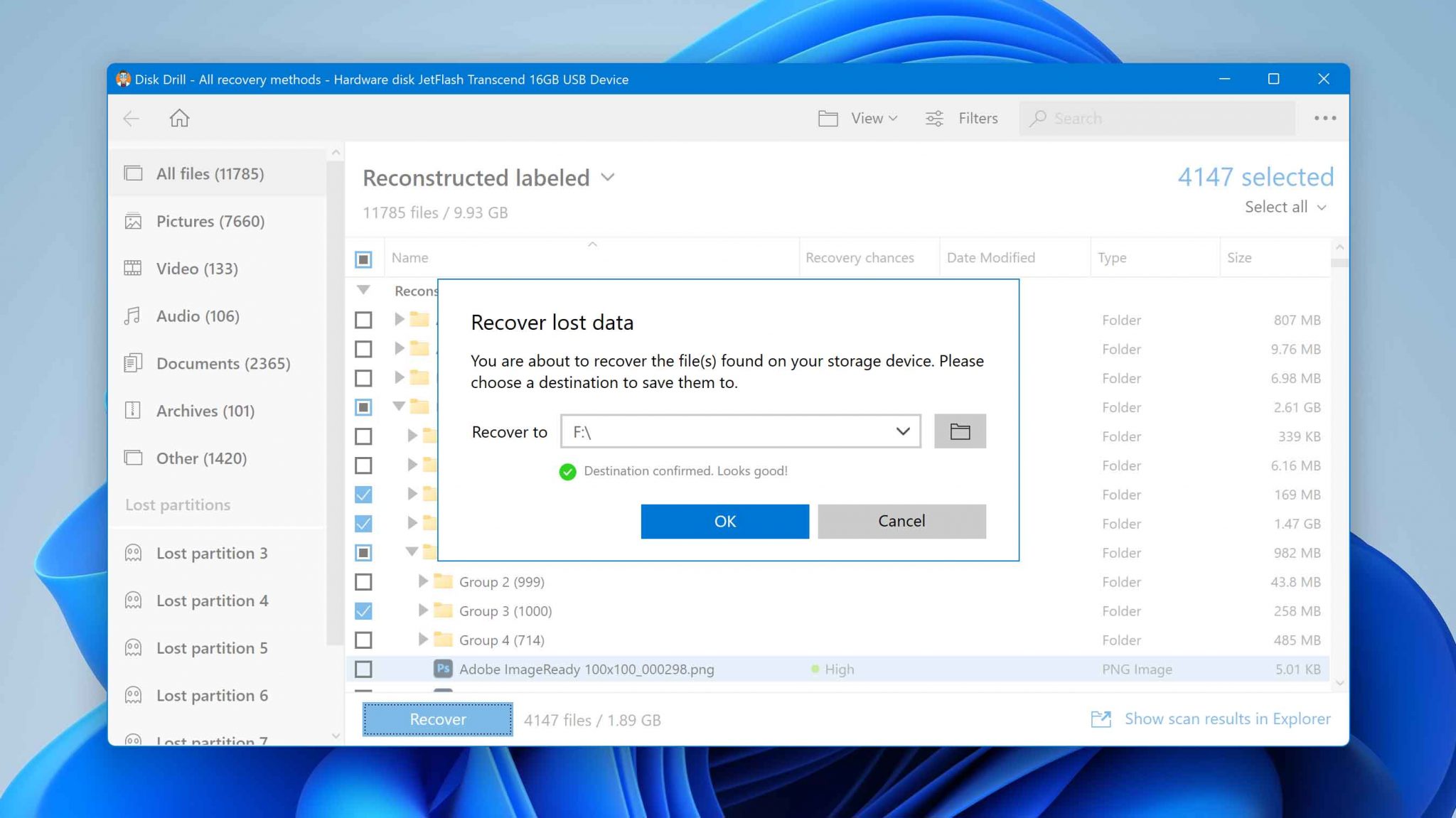 Choose where to save the recovered files.