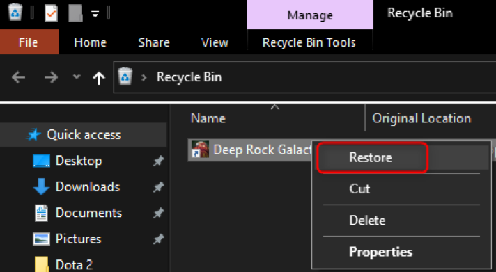 select restore