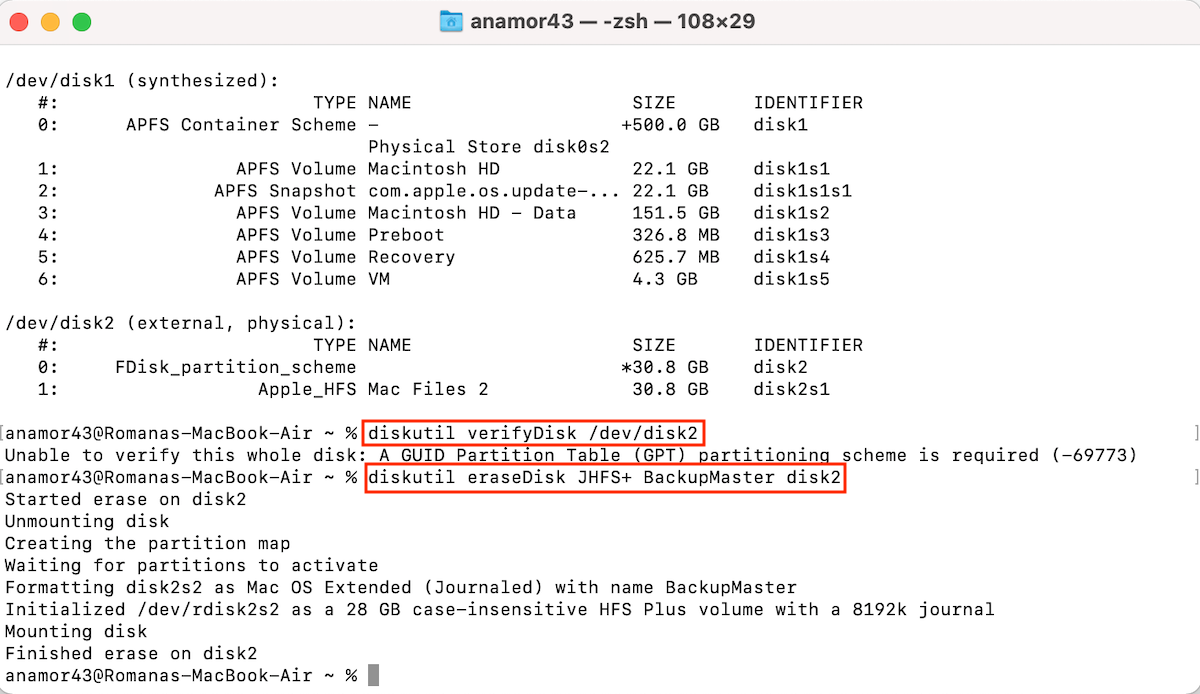 how to fix USB Drive on Mac via Terminal 