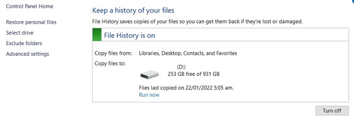 Windows file history.