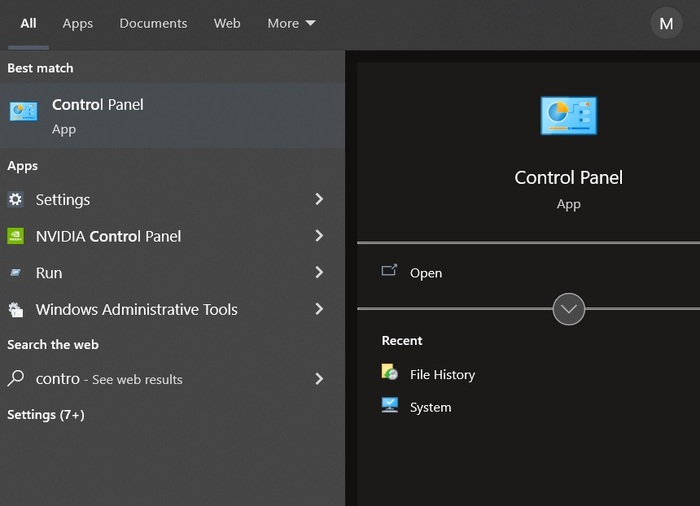 file history control panel