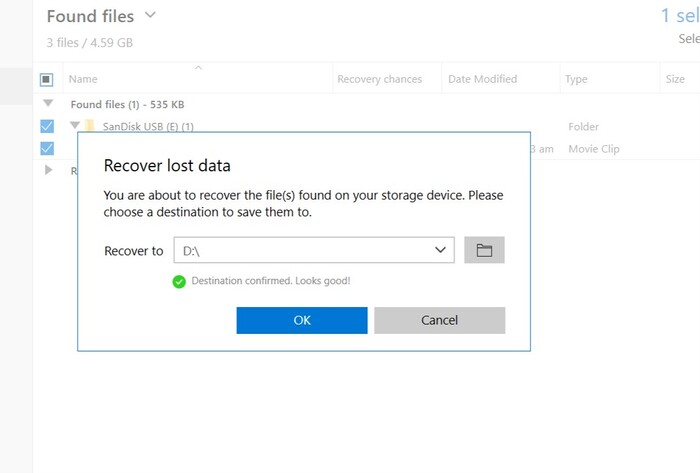 mpg disk drill select destinatio