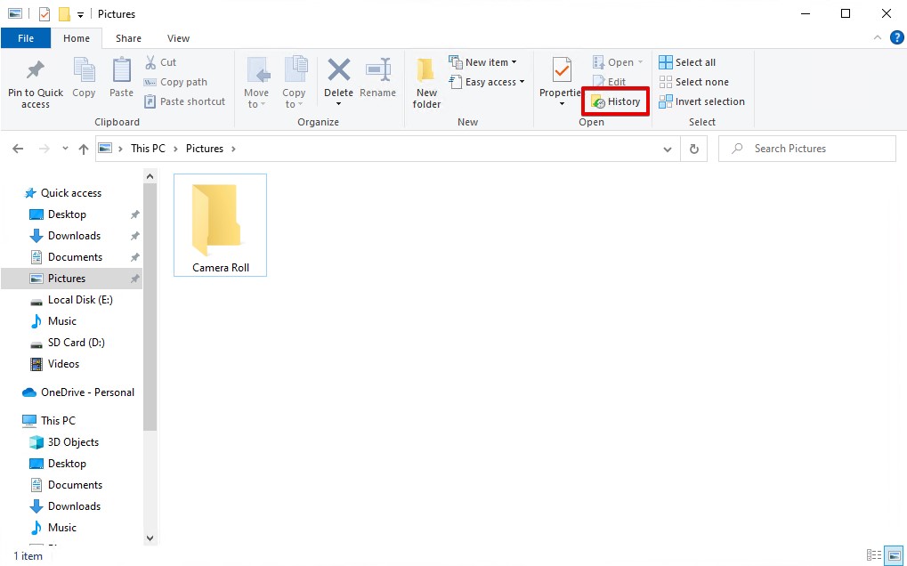 Opening File History
