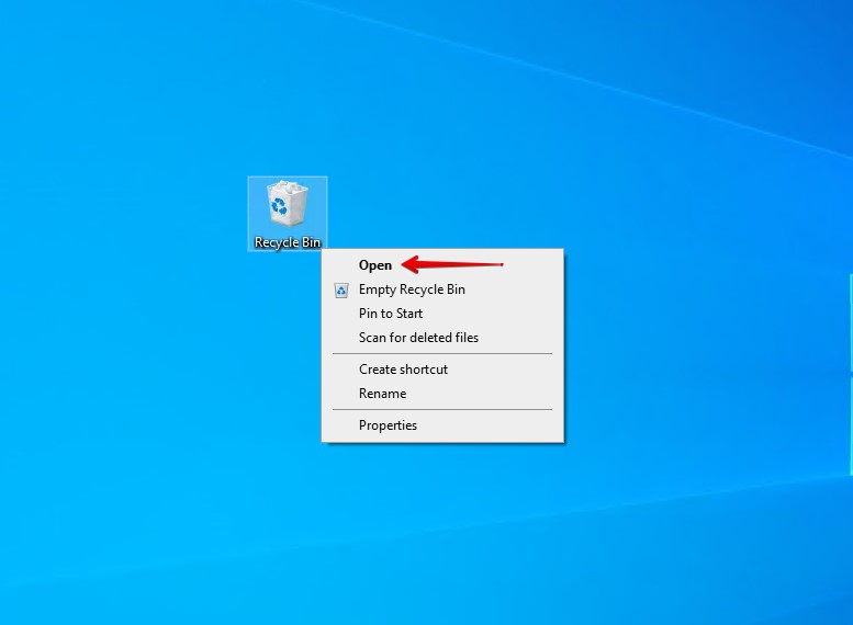 Opening the Recycle Bin.