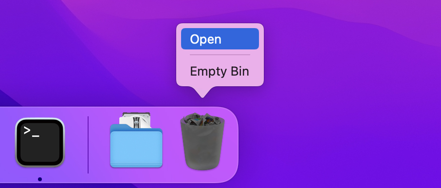 Trash icon on Mac