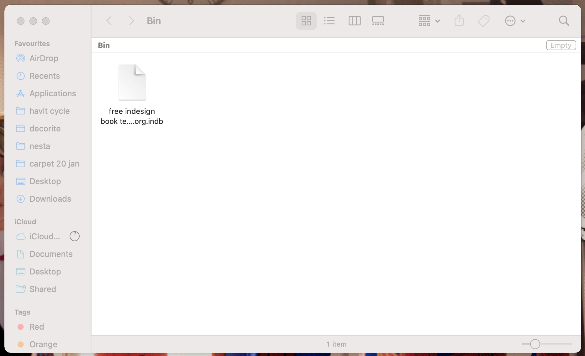An INDB file in the macOS trash folder.