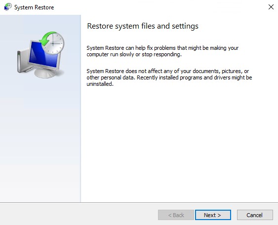 The System Restore overview