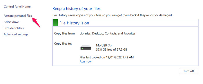 tar file history restore