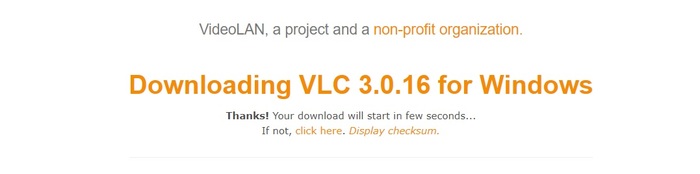 vlc download starting