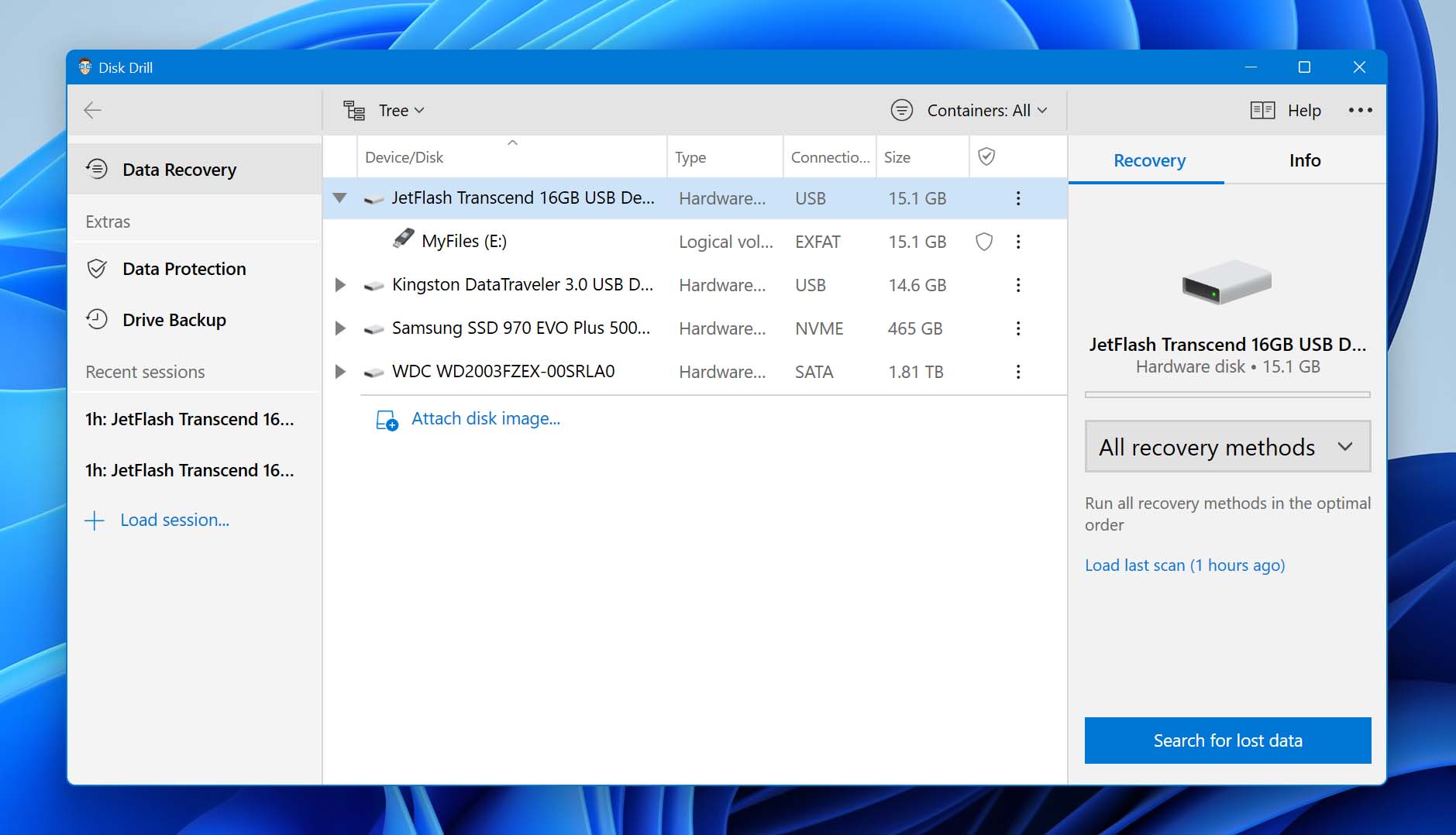 disk list in disk drill