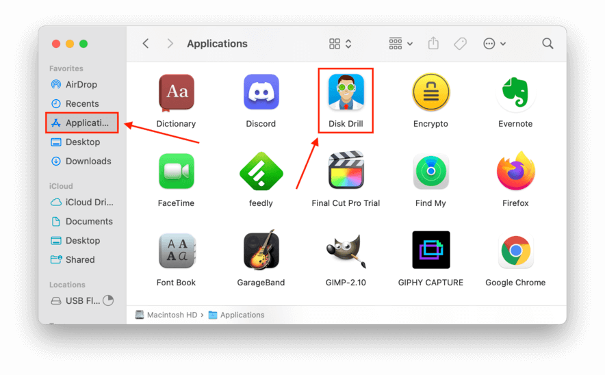 Disk Drill icon in Finder Applications folder