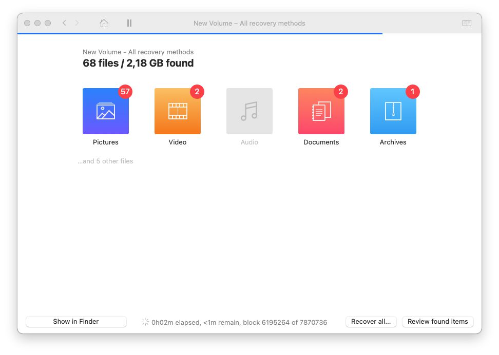 Mac Disk Drill Scan In Progress
