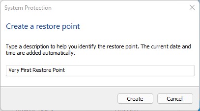 Make System Restore Point Description