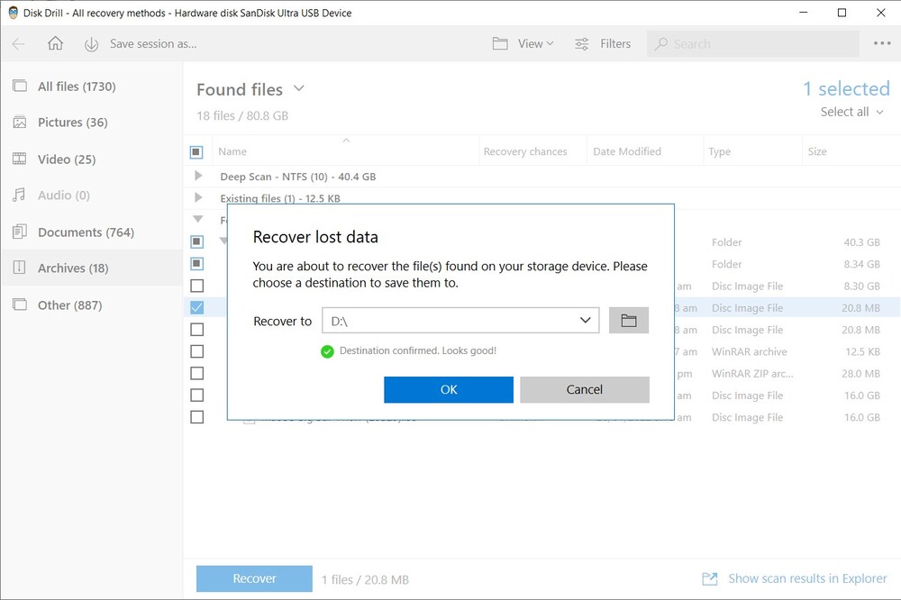 iso disk drill select destination