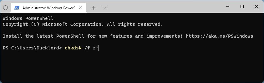 CHKDSK Command in Terminal