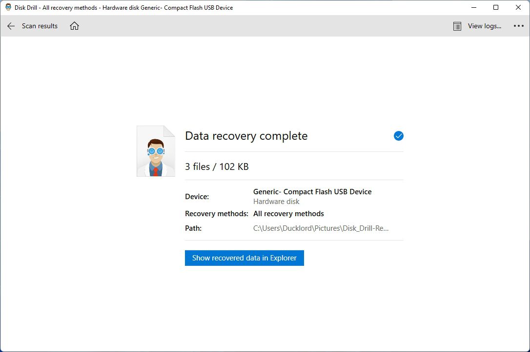 Disk Drill Data Recovery Complete