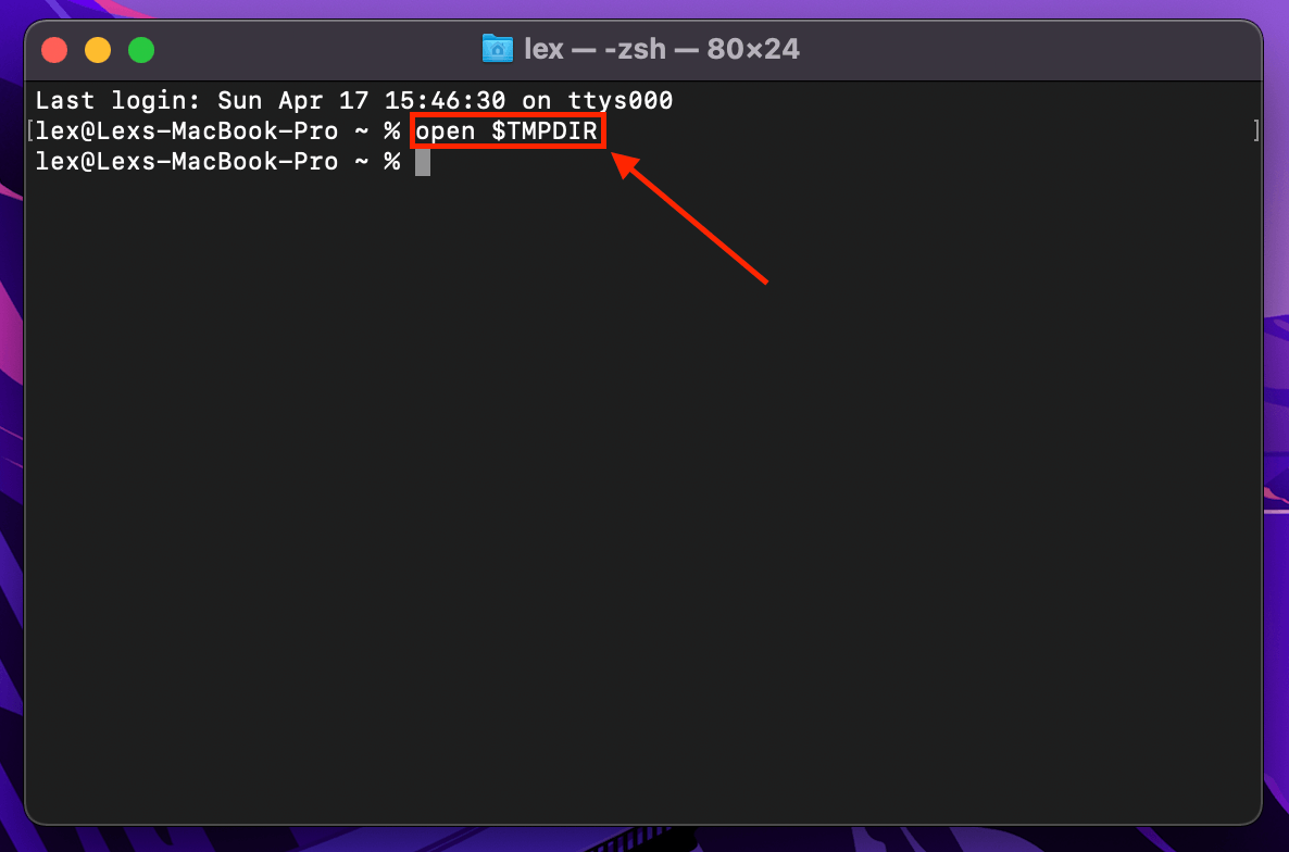 TMPDIR command in the Terminal app