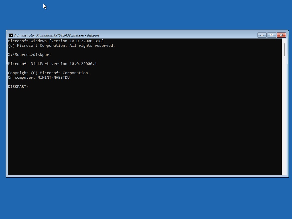 Windows Setup Command Prompt Diskpart
