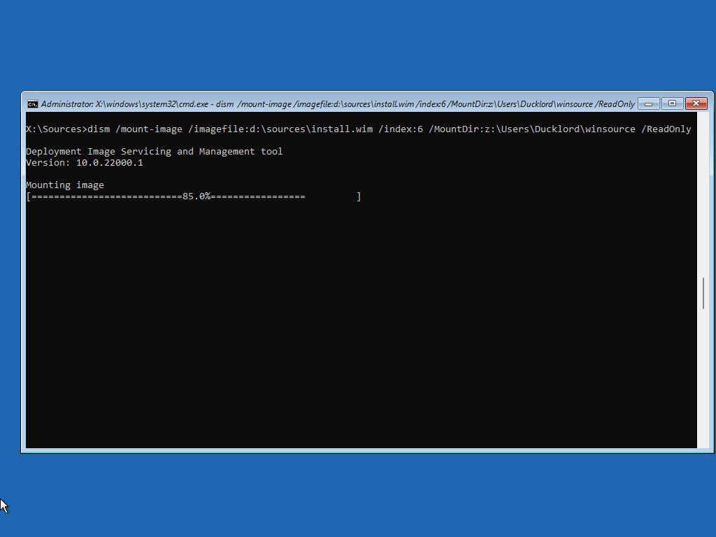 Windows Setup Command Prompt Mounting Image