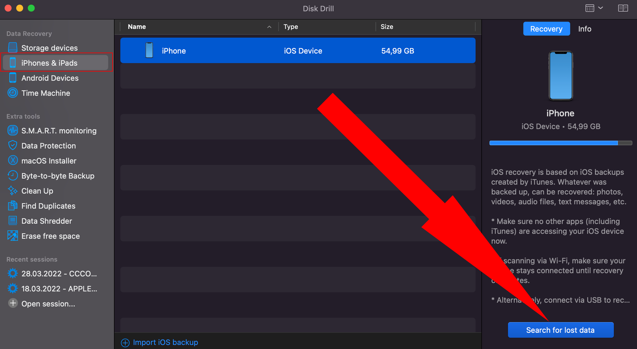 recover deleted photos from an iphone with disk drill