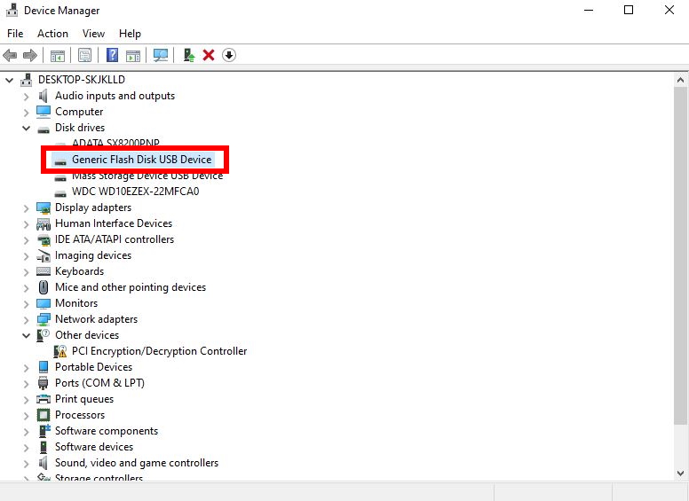 disk drives in device manager