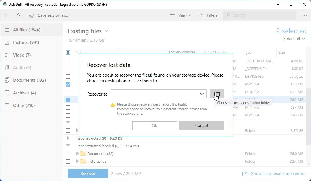 Disk Drill Choose Destination