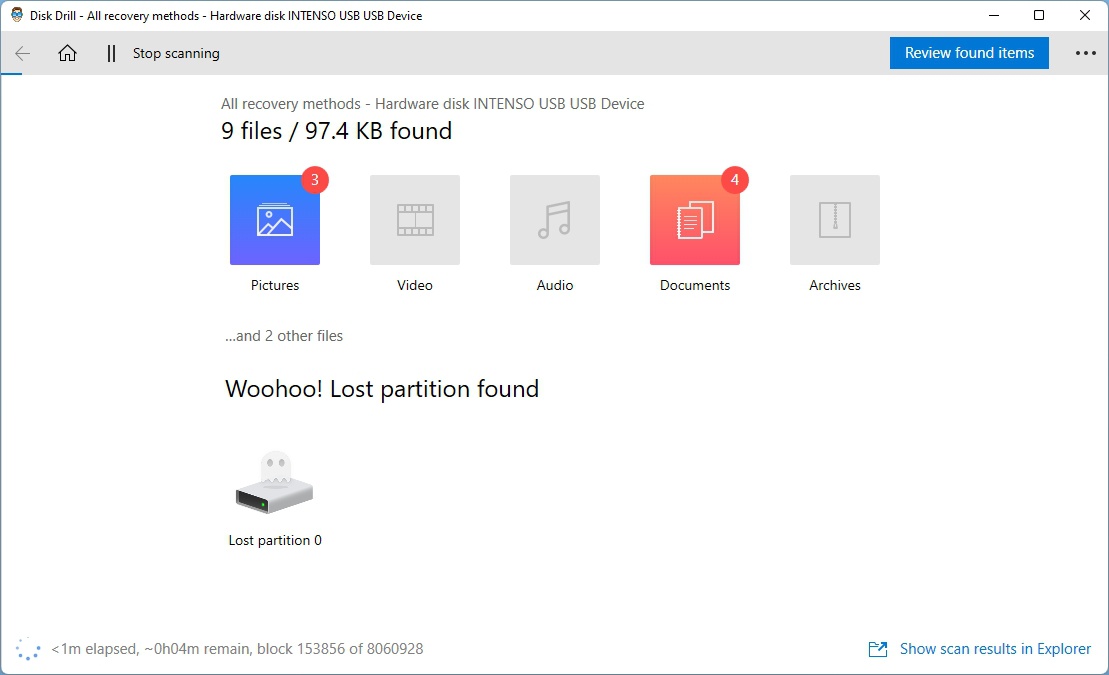 Disk Drill Found Lost Partition