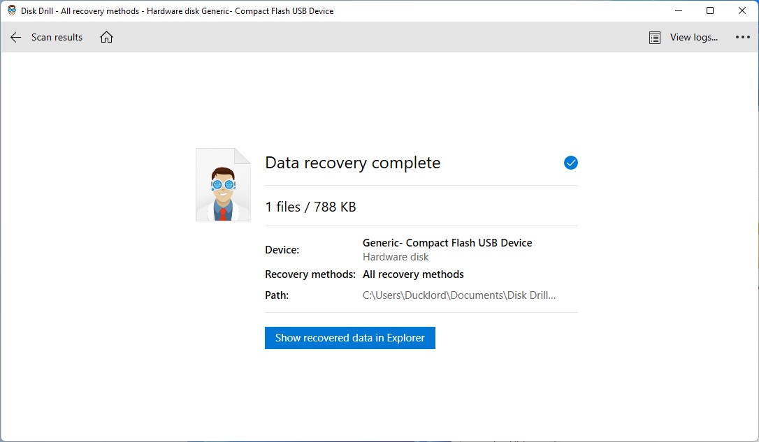 Disk Drill Recovery Complete Brief Report